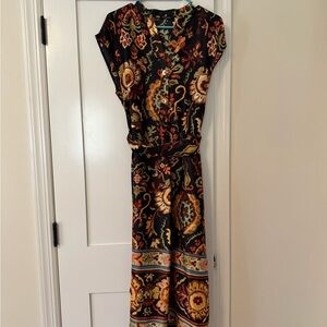 Zara Black Floral Paisley Print Maxi Dress